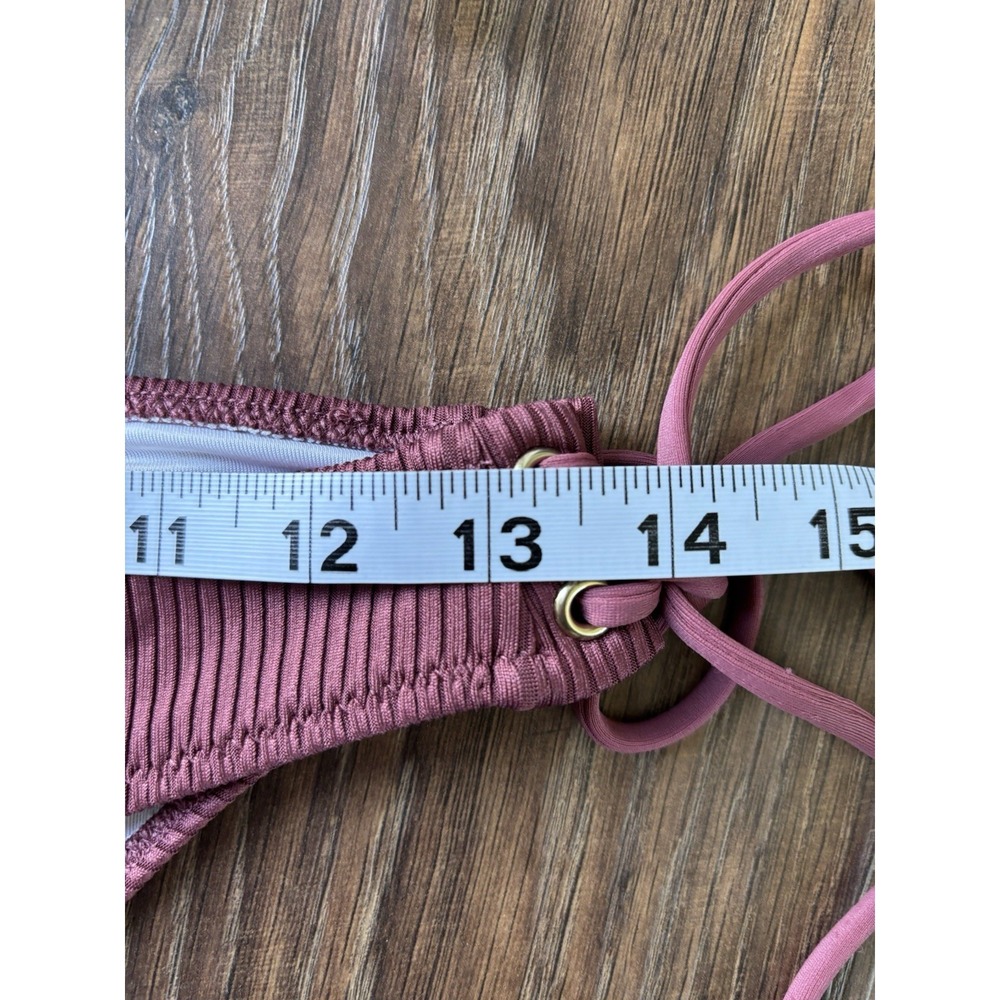 PINK Victoria's Secret Mauve Ribbed Lined Adjustable Bikini Set Size S - Picture 6 of 8
